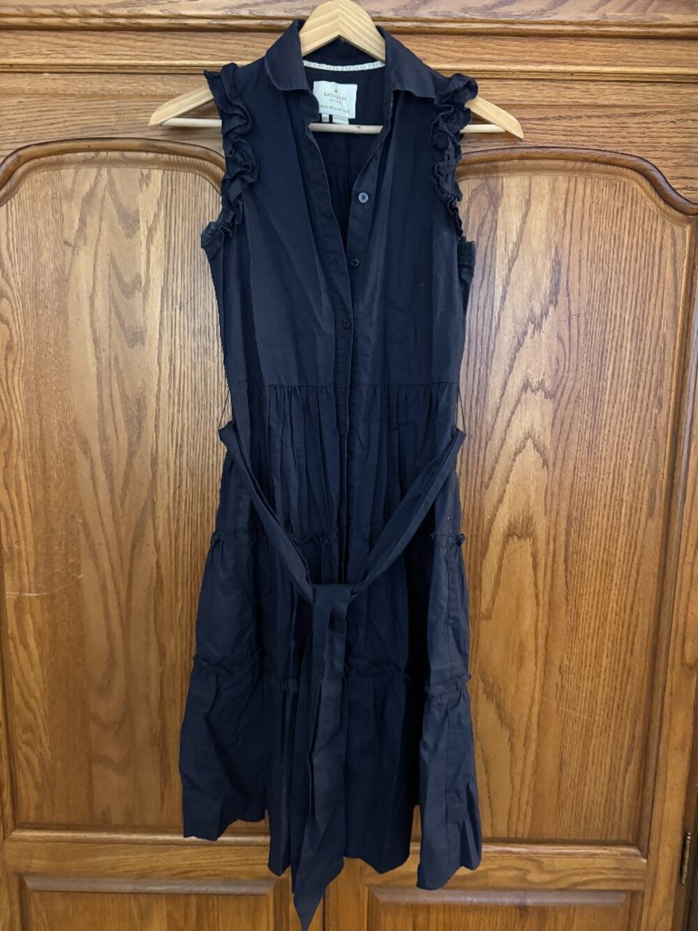 kate spade Black Sleeveless Ruffle Shirt Dress